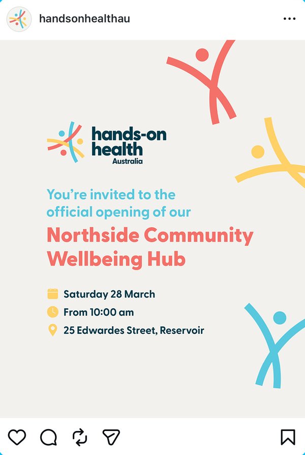 Hands-on Health event invitation post